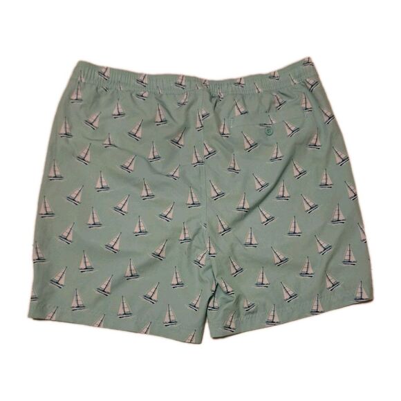 Elysian Supply Co Men’s XL Aqua Blue Sailboat Swim Trunks Drawstring Mesh Lined - Picture 2 of 5